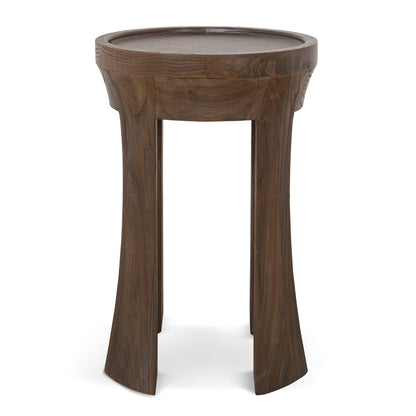 34.5cm Round Side Table - Walnut