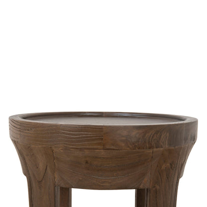 34.5cm Round Side Table - Walnut
