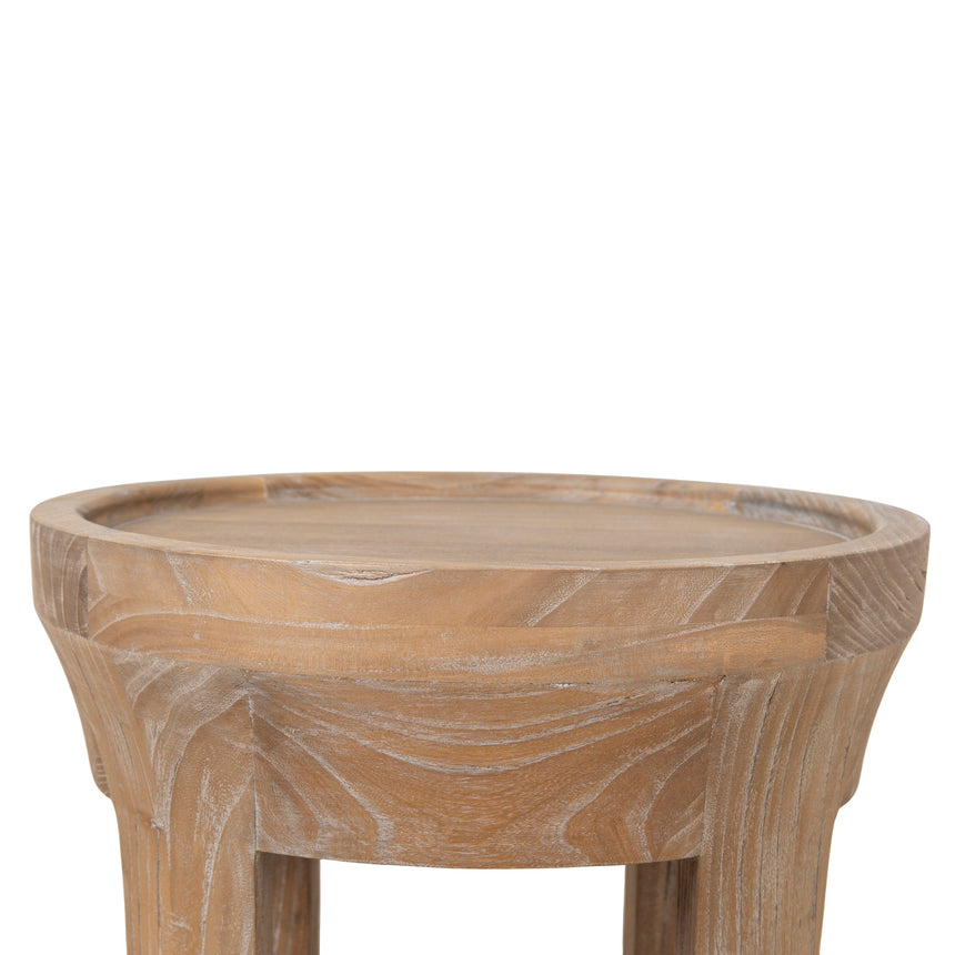 34.5cm Round Side Table - Dark Natural