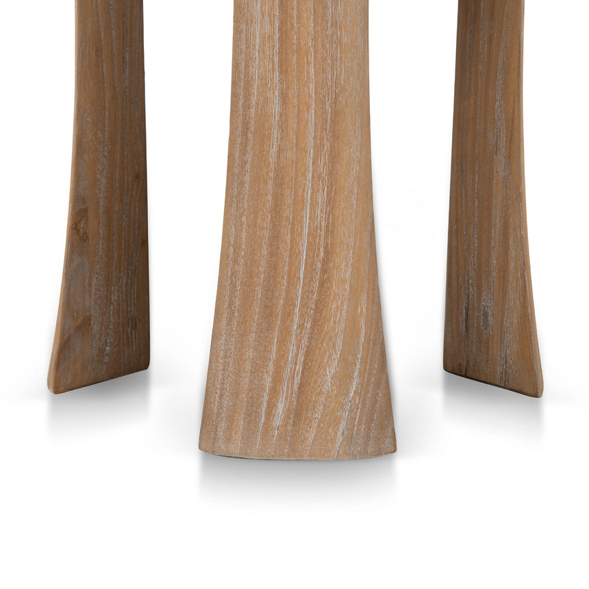 34.5cm Round Side Table - Dark Natural