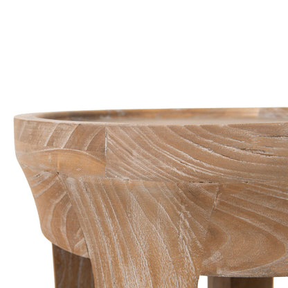 34.5cm Round Side Table - Dark Natural