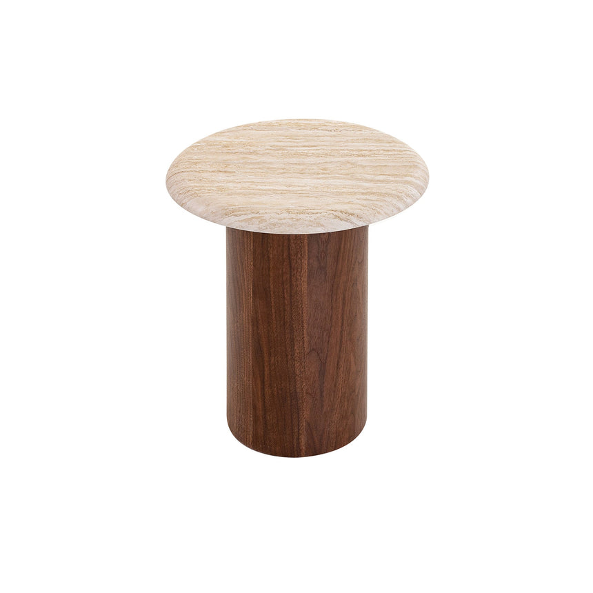 Walnut Side Table - Stone Look Beige
