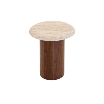 Walnut Side Table - Stone Look Beige