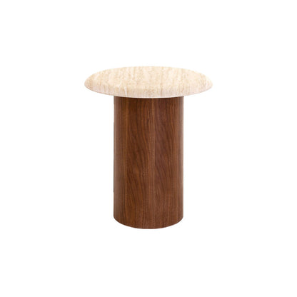 Walnut Side Table - Stone Look Beige