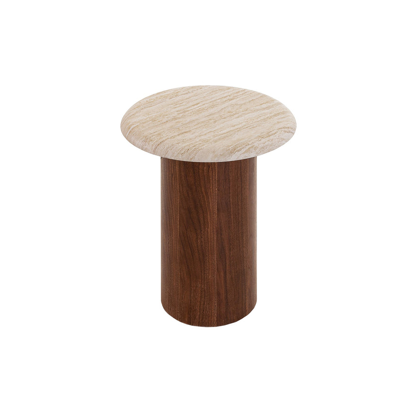 Walnut Side Table - Stone Look Beige