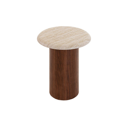 Walnut Side Table - Stone Look Beige