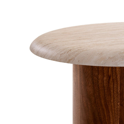 Walnut Side Table - Stone Look Beige
