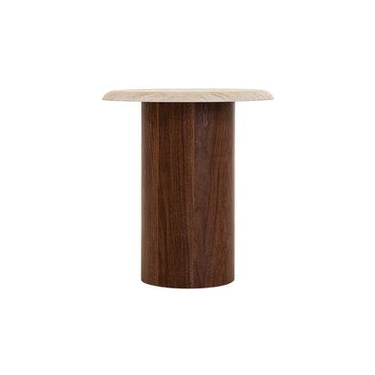 CST10253-IG Walnut Side Table - Stone Look Beige