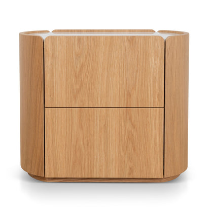 60cm Bedside Table - Natural Oak with Marble Top