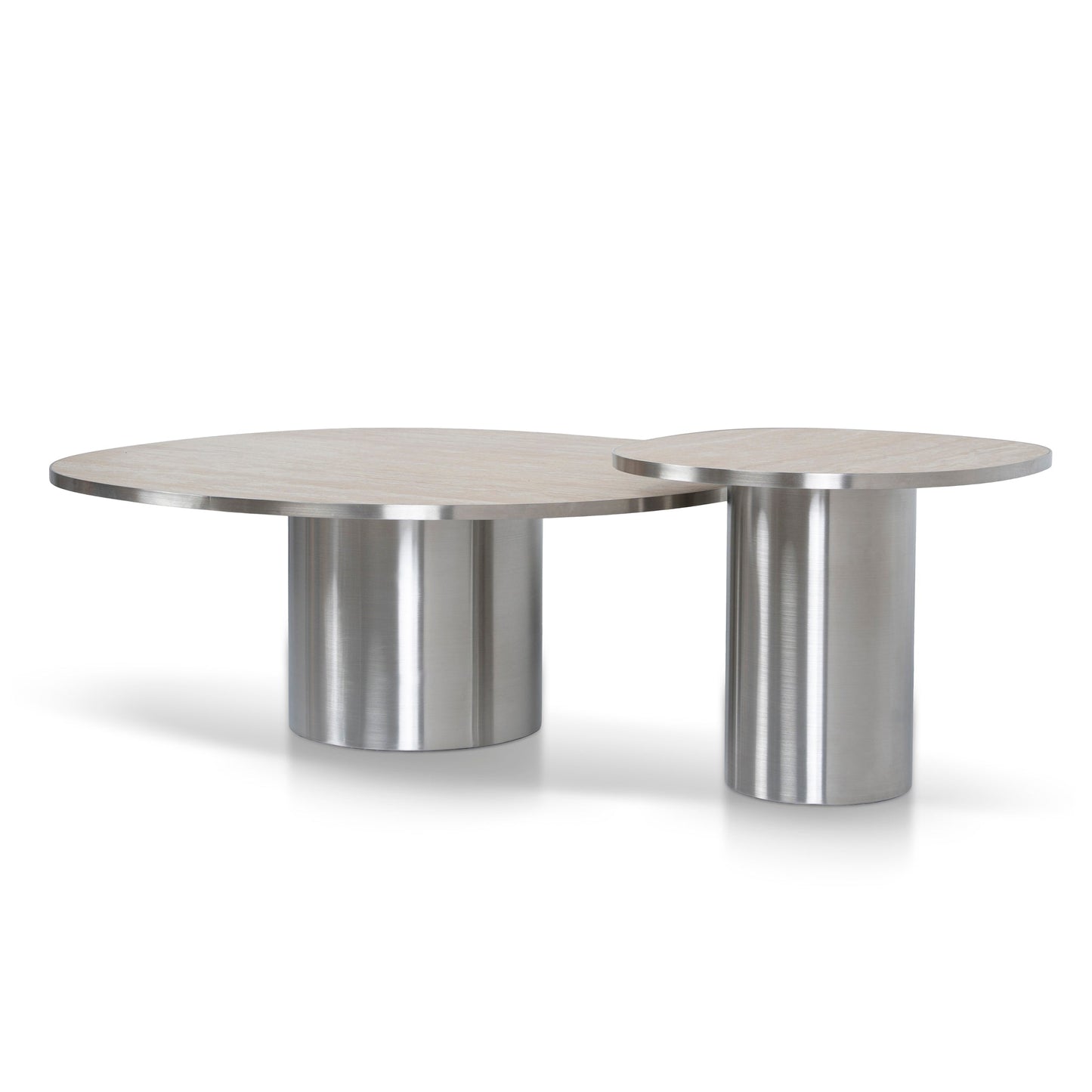 CST10316-NY Nested Porcelain Coffee Table Table - Stainless Steel