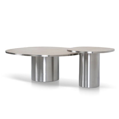 CST10316-NY Nested Porcelain Coffee Table Table - Stainless Steel