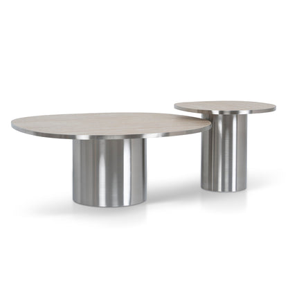 CST10316-NY Nested Porcelain Coffee Table Table - Stainless Steel