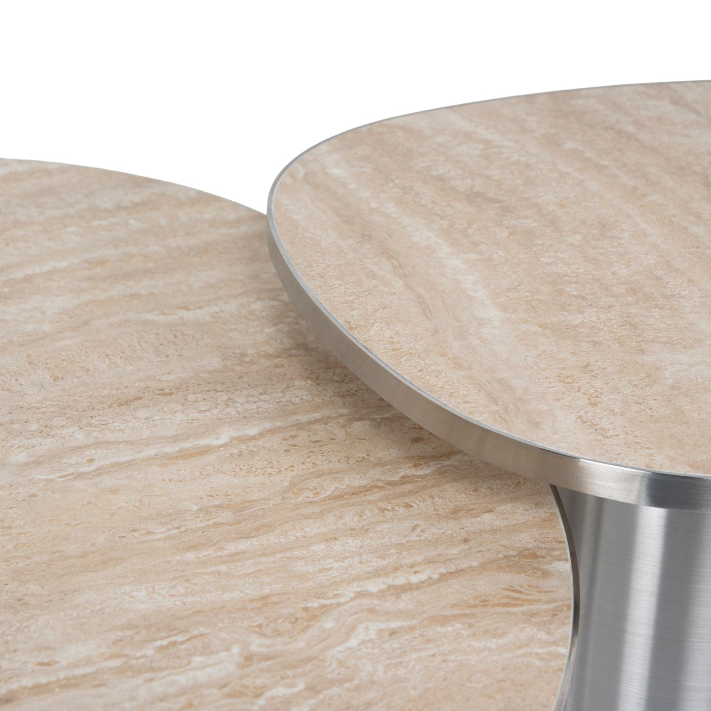 CST10316-NY Nested Porcelain Coffee Table Table - Stainless Steel