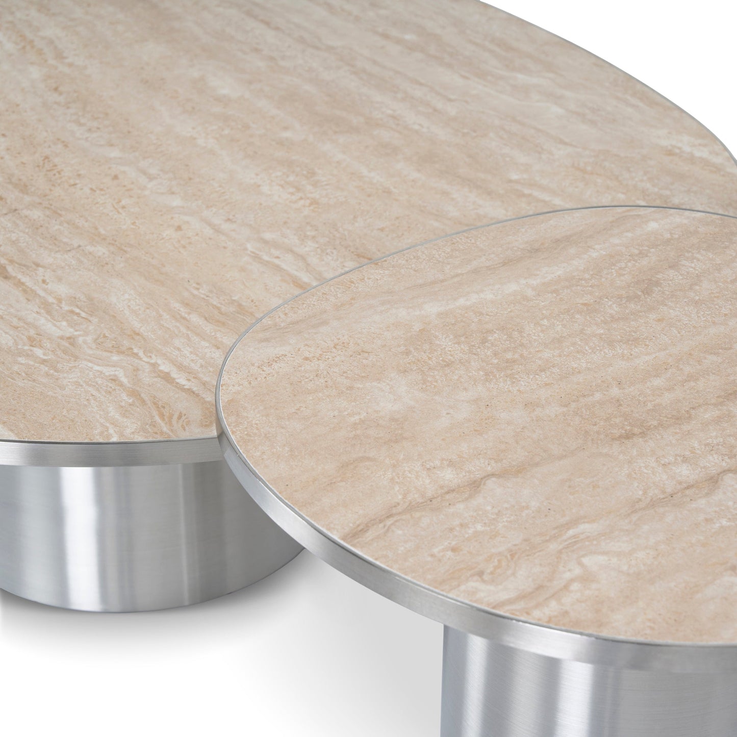 CST10316-NY Nested Porcelain Coffee Table Table - Stainless Steel