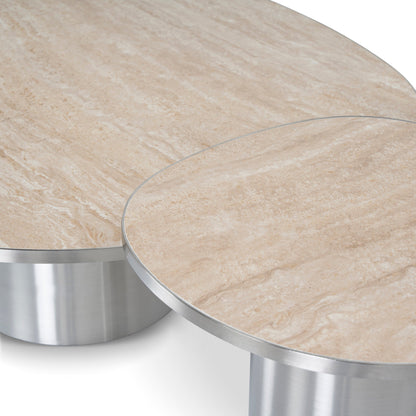 CST10316-NY Nested Porcelain Coffee Table Table - Stainless Steel