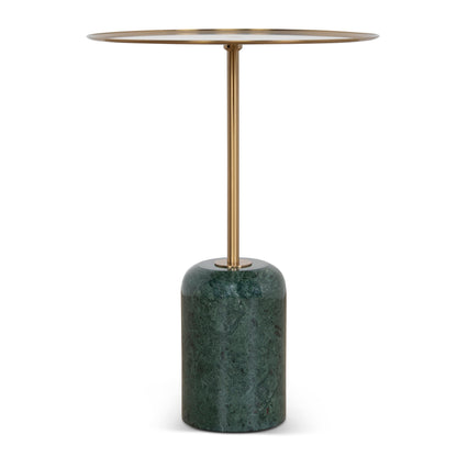 CST10320-NY 45cm Brushed Gold Side Table - Green Crystal