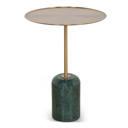 CST10320-NY 45cm Brushed Gold Side Table - Green Crystal