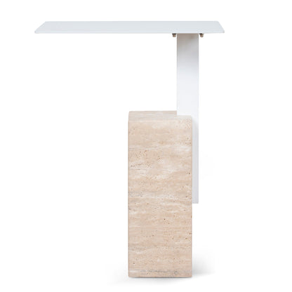 CST10322-NY 40cm Matte White Side Table - Natural