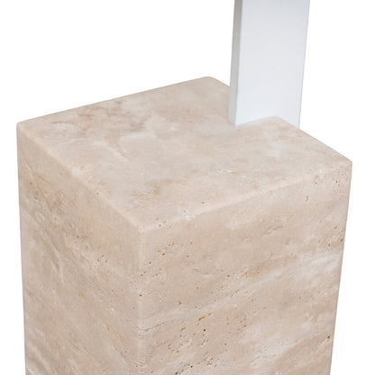 CST10322-NY 40cm Matte White Side Table - Natural