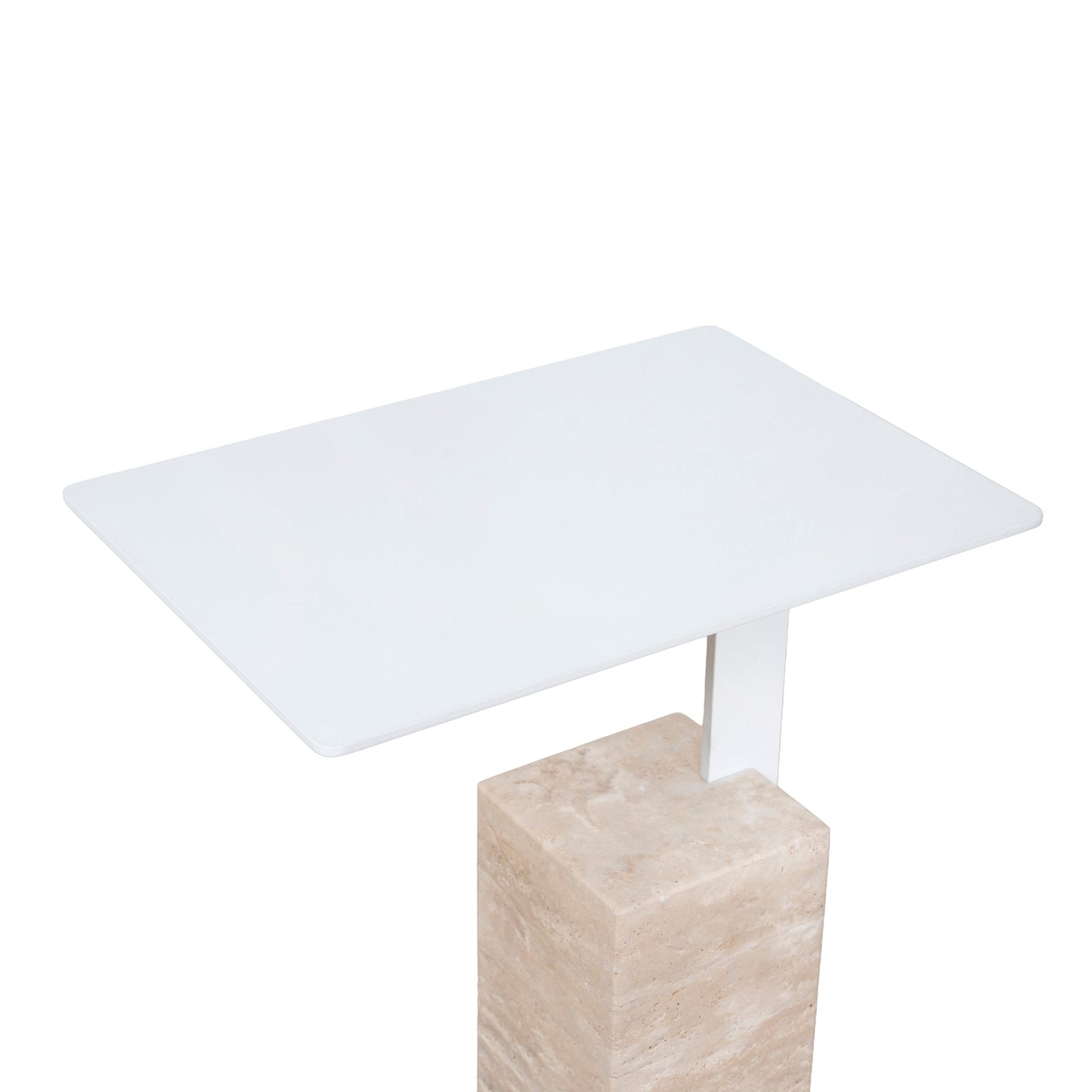CST10322-NY 40cm Matte White Side Table - Natural