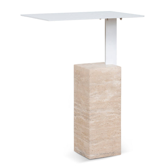 CST10322-NY 40cm Matte White Side Table - Natural