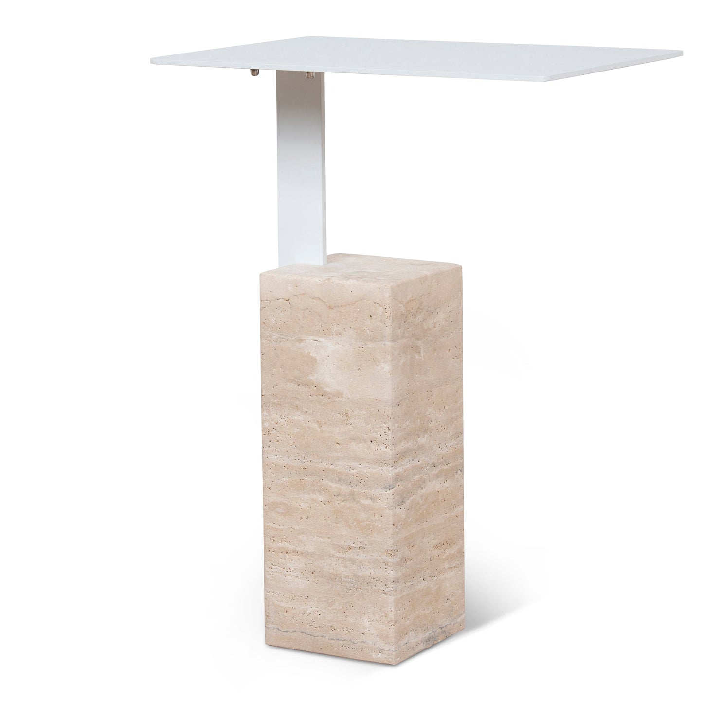 CST10322-NY 40cm Matte White Side Table - Natural