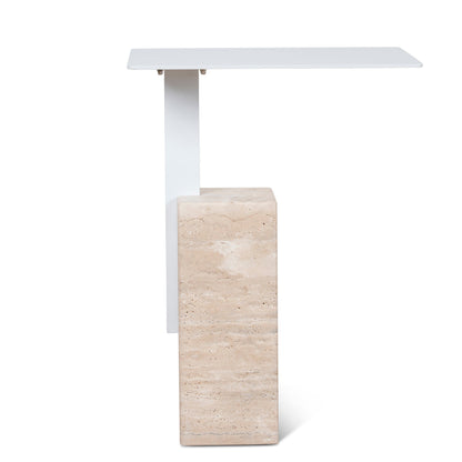 CST10322-NY 40cm Matte White Side Table - Natural