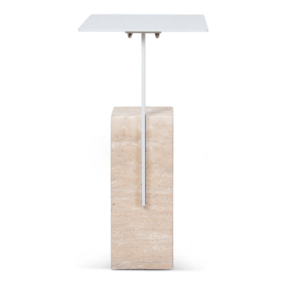CST10322-NY 40cm Matte White Side Table - Natural