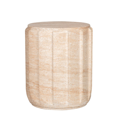 CST12285-CO 38cm Stool Side Table - Light Travertine Look