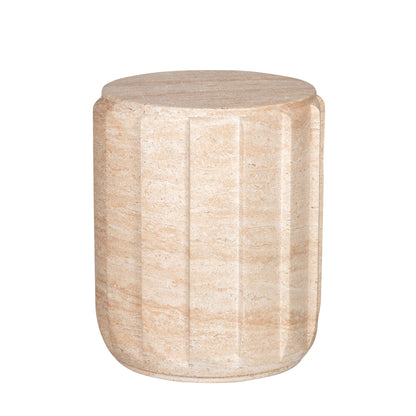 CST12285-CO 38cm Stool Side Table - Light Travertine Look