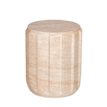 CST12285-CO 38cm Stool Side Table - Light Travertine Look