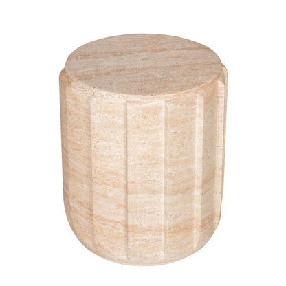 CST12285-CO 38cm Stool Side Table - Light Travertine Look