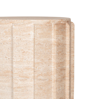 CST12285-CO 38cm Stool Side Table - Light Travertine Look