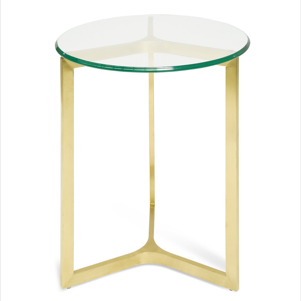 CST2356-KS Round Glass Side Table - Gold Base