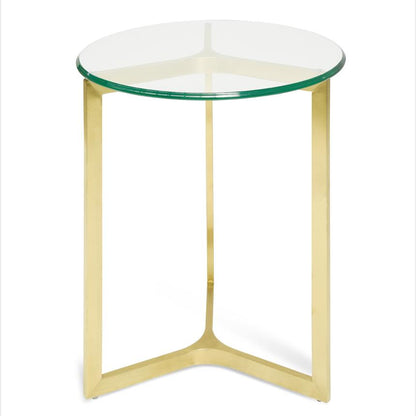 Round Glass Side Table - Gold Base