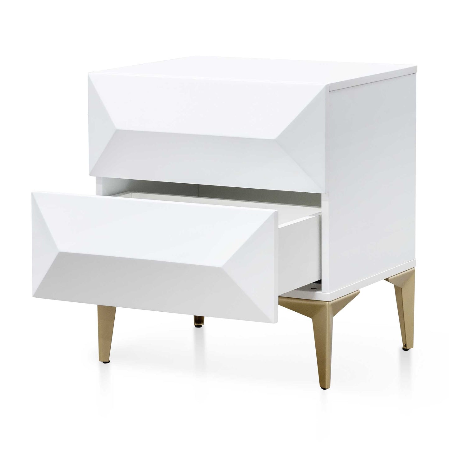CST6410-IG Wooden Side Table - White with Gold Legs