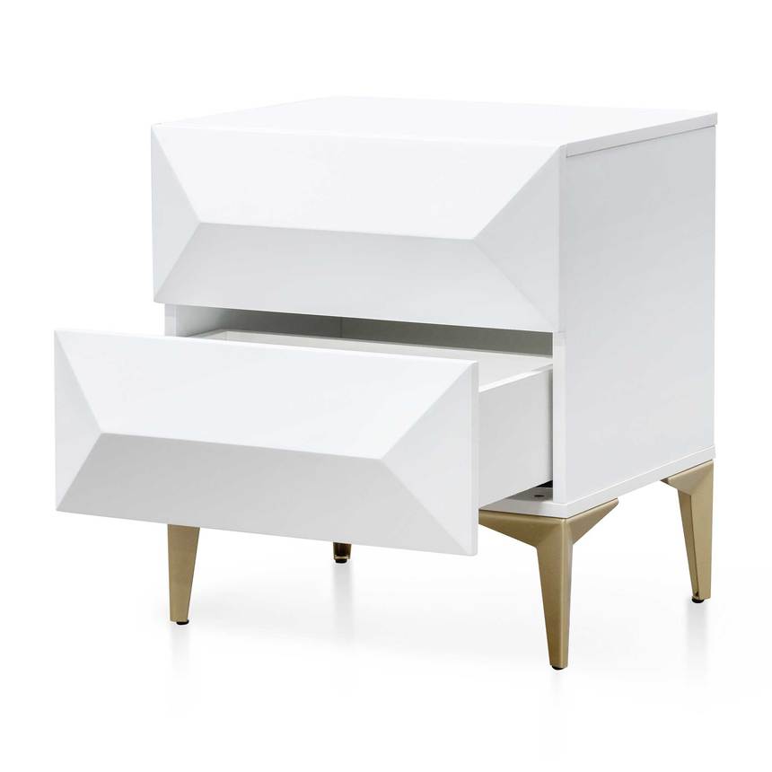 Wooden Side Table - White with Gold Legs