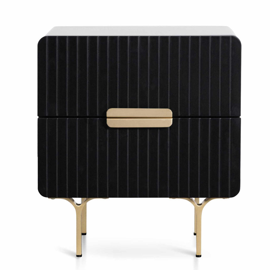 Matte Black Bedside Table - Brass Legs and Handle