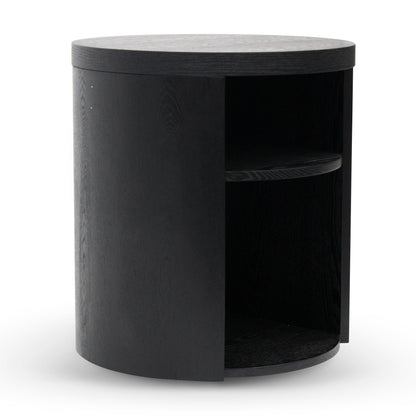 CST8084-BB Round Wooden Bedside Table - Black Mountain