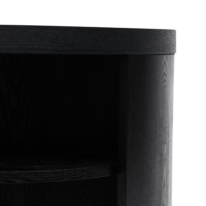 CST8084-BB Round Wooden Bedside Table - Black Mountain