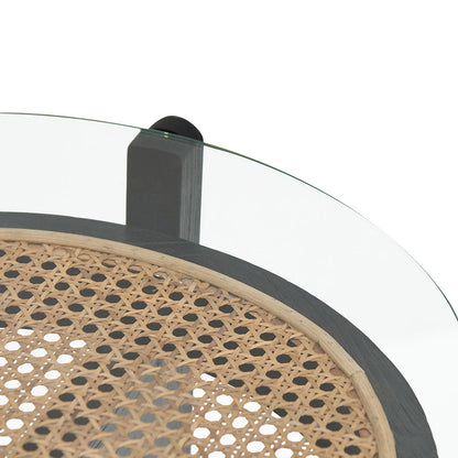 CST8142-NI 50cm Round Glass Side Table - Black