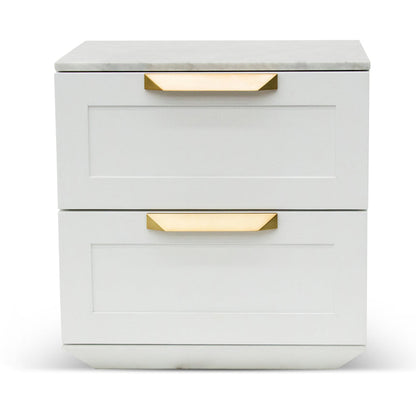 Bedside Table - White with Marble Top