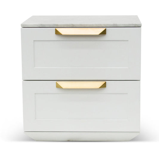 Bedside Table - White with Marble Top