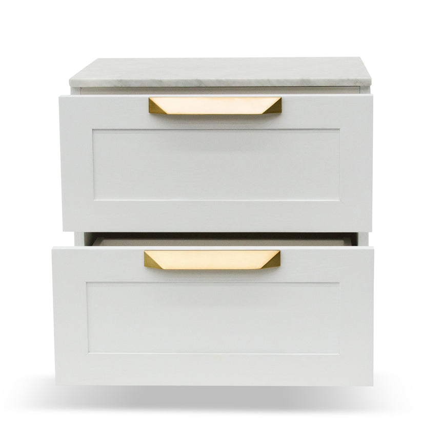 Bedside Table - White with Marble Top