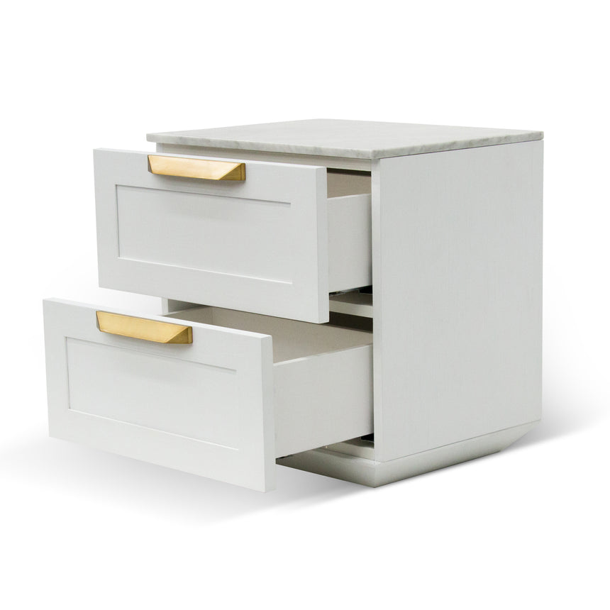 Bedside Table - White with Marble Top