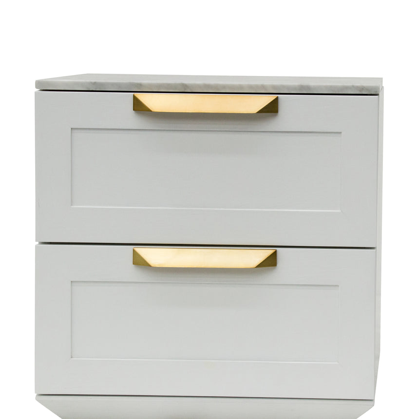 Bedside Table - White with Marble Top