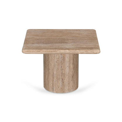 50cm Travertine Top Side Table - Natural