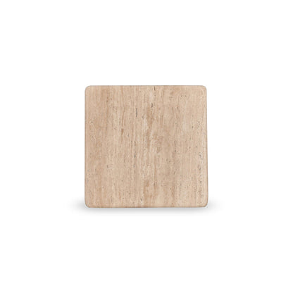 42cm Travertine Top Side Table - Natural