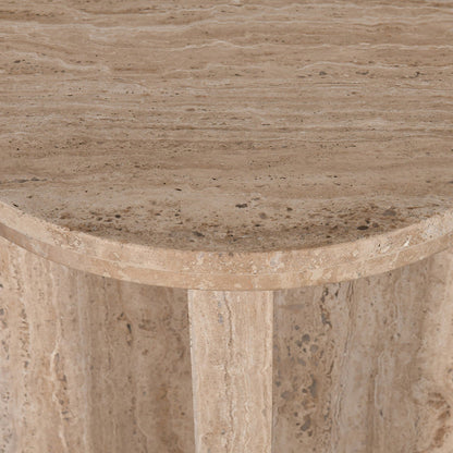 45cm Travertine Top Round Side Table