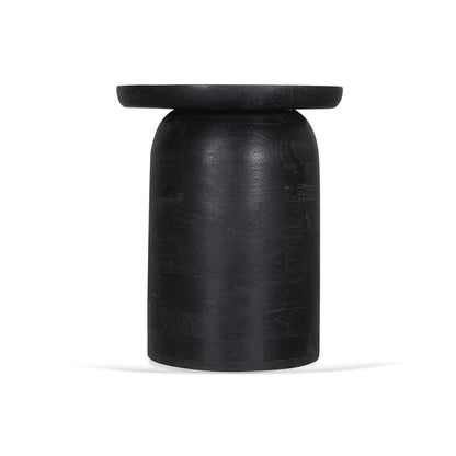 40cm Travertine Top Side Table - Black